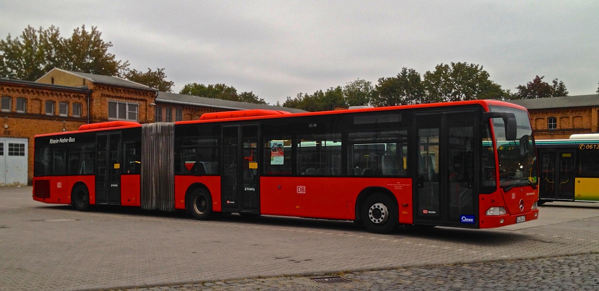 Mercedes-Benz Citaro G (MZ-RN 427) mit Überlandausstattung von Rhein-Nahe-Bus. Baujahr 2002, aufgenommen am 15.09.2014 auf dem ORN-Betriebshof in Mainz.