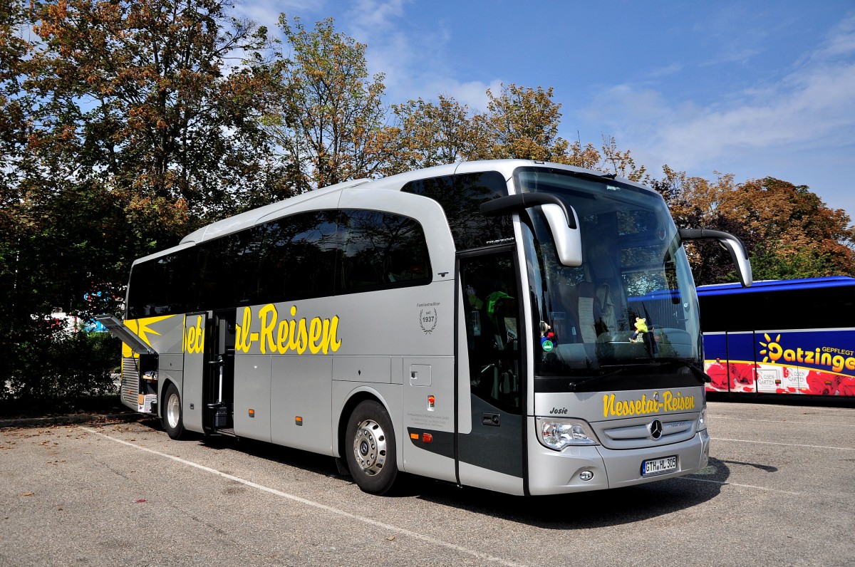 Mercedes Benz Travego vom Omnibusbetrieb und Reisebro Lorenz aus der BRD am 1.August 2014 in Krems gesehen.