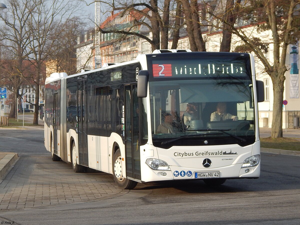 Mercedes Citaro III der Stadtwerke Greifswald in Greifswald. 