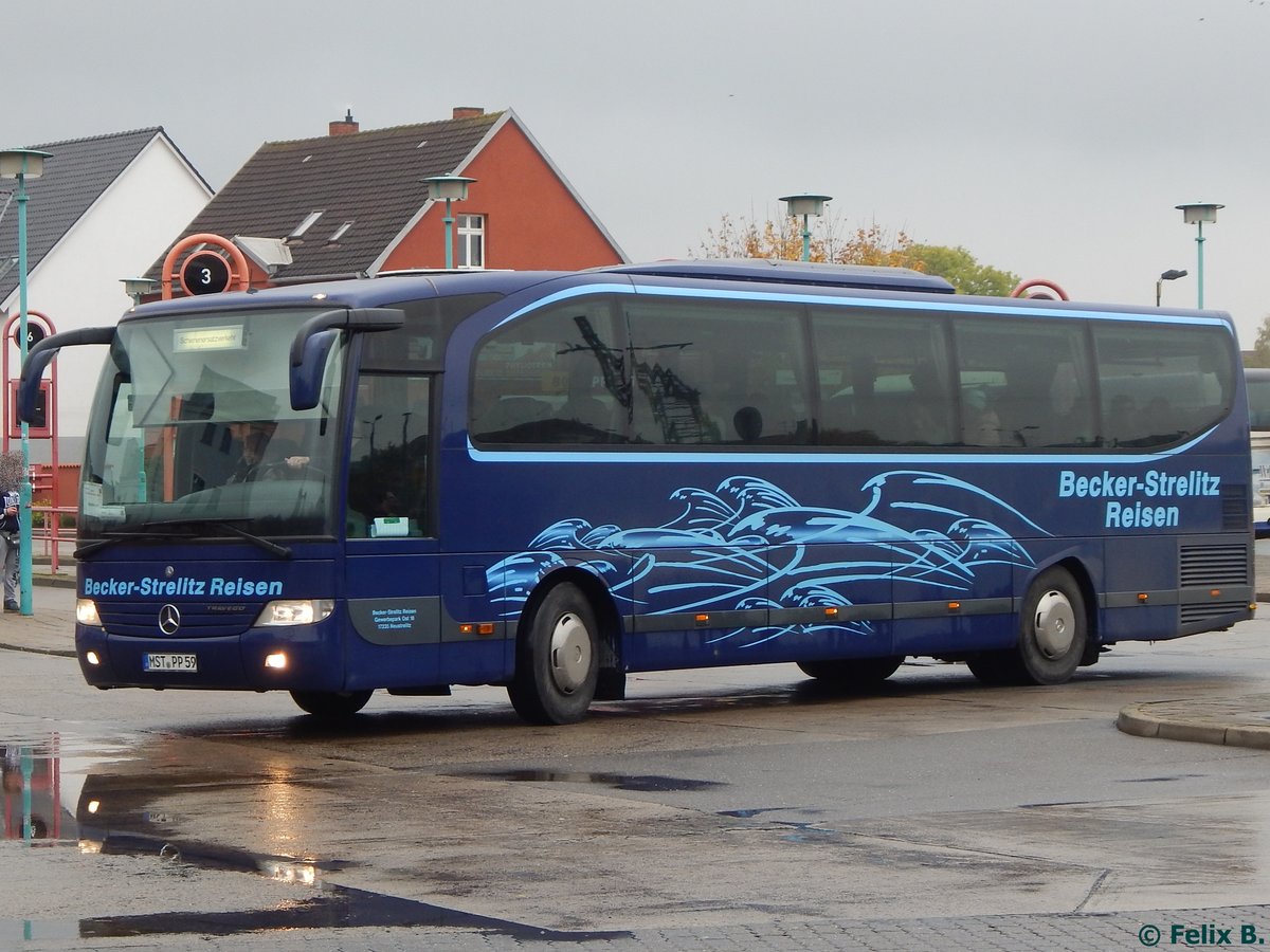 Mercedes Travego von Becker-Strelitz-Reisen aus Deutschland in Neubrandenburg.