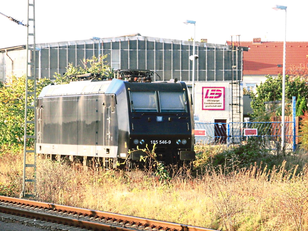 MRCE 185 546-9 (ex OHE) abgestellt im Bahnhof Delitzsch unt Bf am 14.10.17