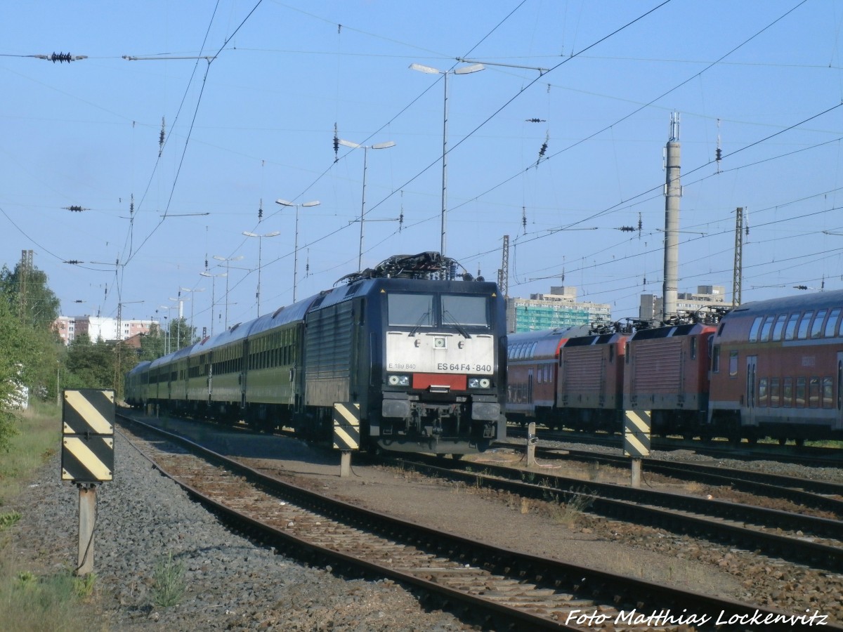 MRCE ES 64 F4 - 840 (189 840) mit dem Sonderzug abgestellt in Halle-Nietleben am 14.5.15