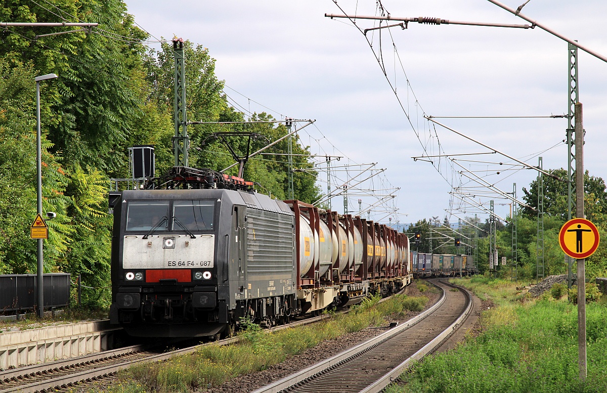 MRCE ES 64 F4-087 oder 189 987-1 (REV/Be/12.01.18)  mit Bertschi/FERCAM KLV.. Geisenheim 16.09.2021