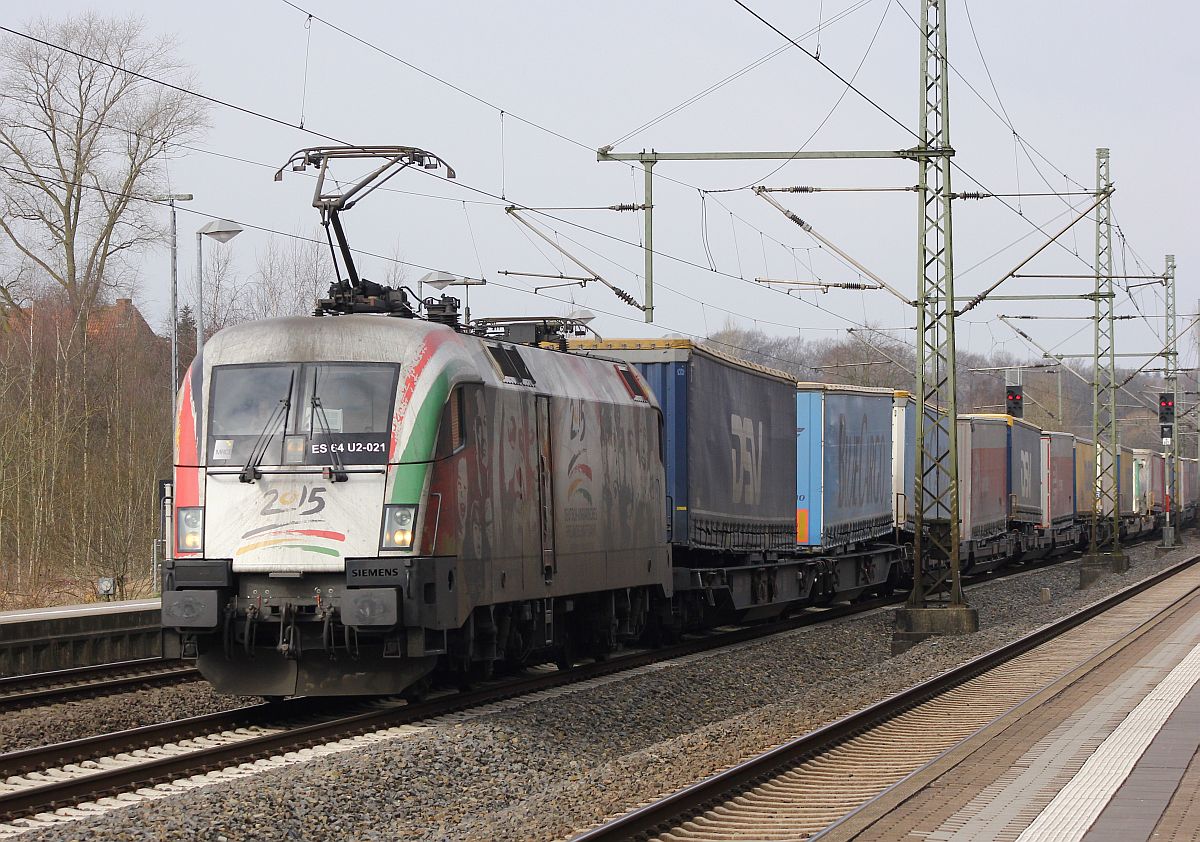 MRCE/TAL ES 64 U2-021 mit nem Lauritzen KLV. Schleswig 12.03.2017