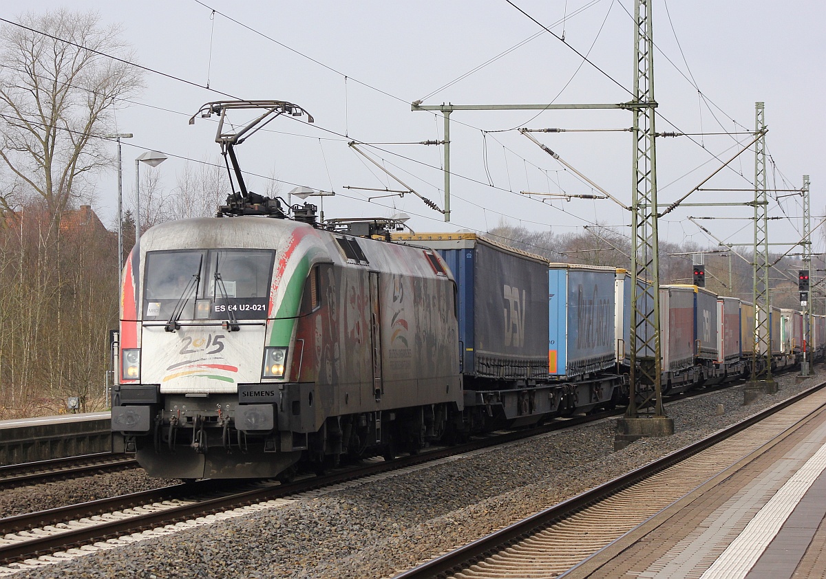 MRCE/TXL ES 64 U2-021 mit KLV Zug in Schleswig 12.03.2017