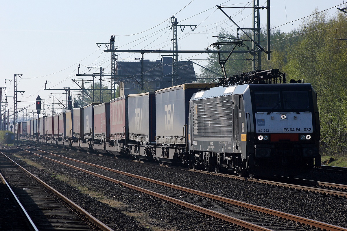 MRCE/TXL ES64F4-032 oder 189 932-7 mit dem DGS 40576 aus verona Q.E aufgenommen heute morgen in Jübek. 07.05.2017