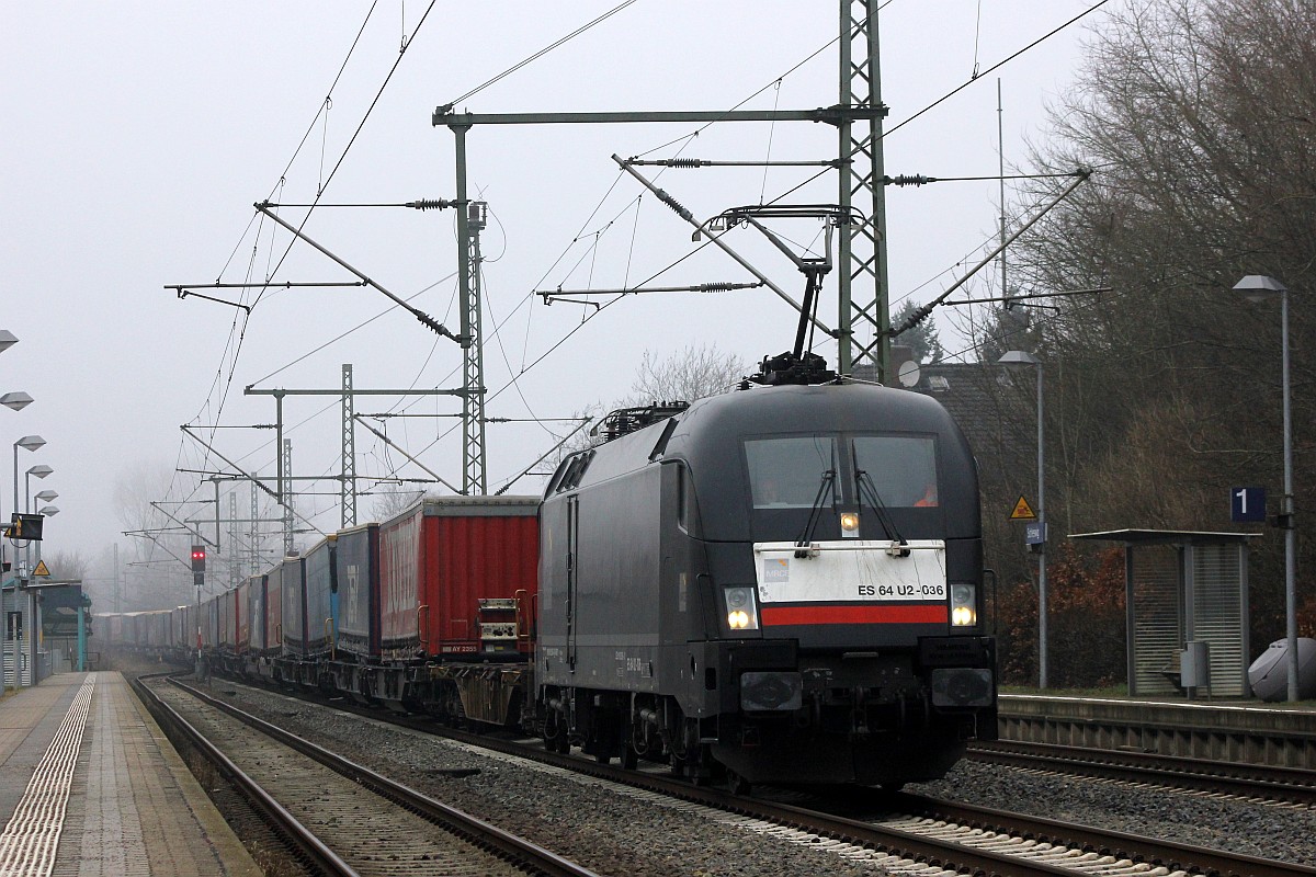 MRCE/TXL ES64U2-036 mit dem DGS 40577 nach Verona Q.E. Schleswig 05.02.2017 (00001) 