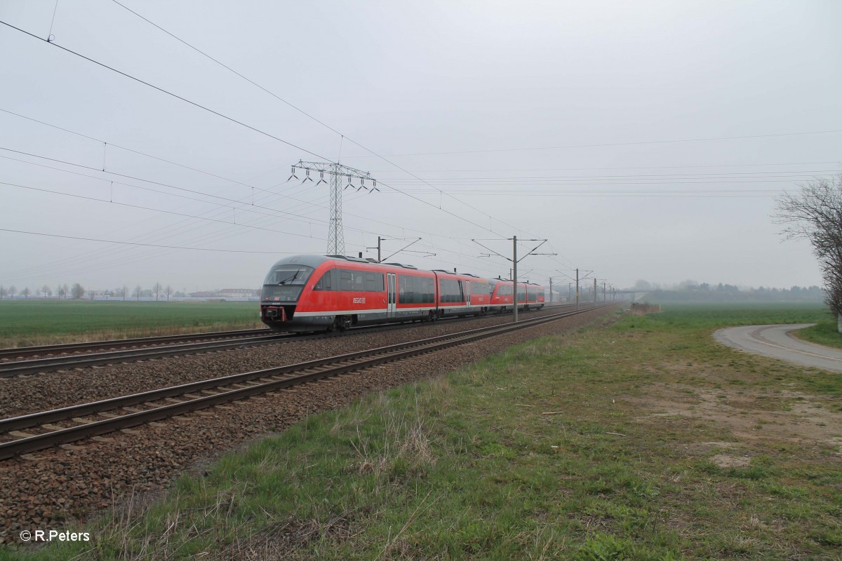 Nachschuss von 642 013 + 130 als Leerfahrt bei Borsdorf bei Leipzig. 29.03.14