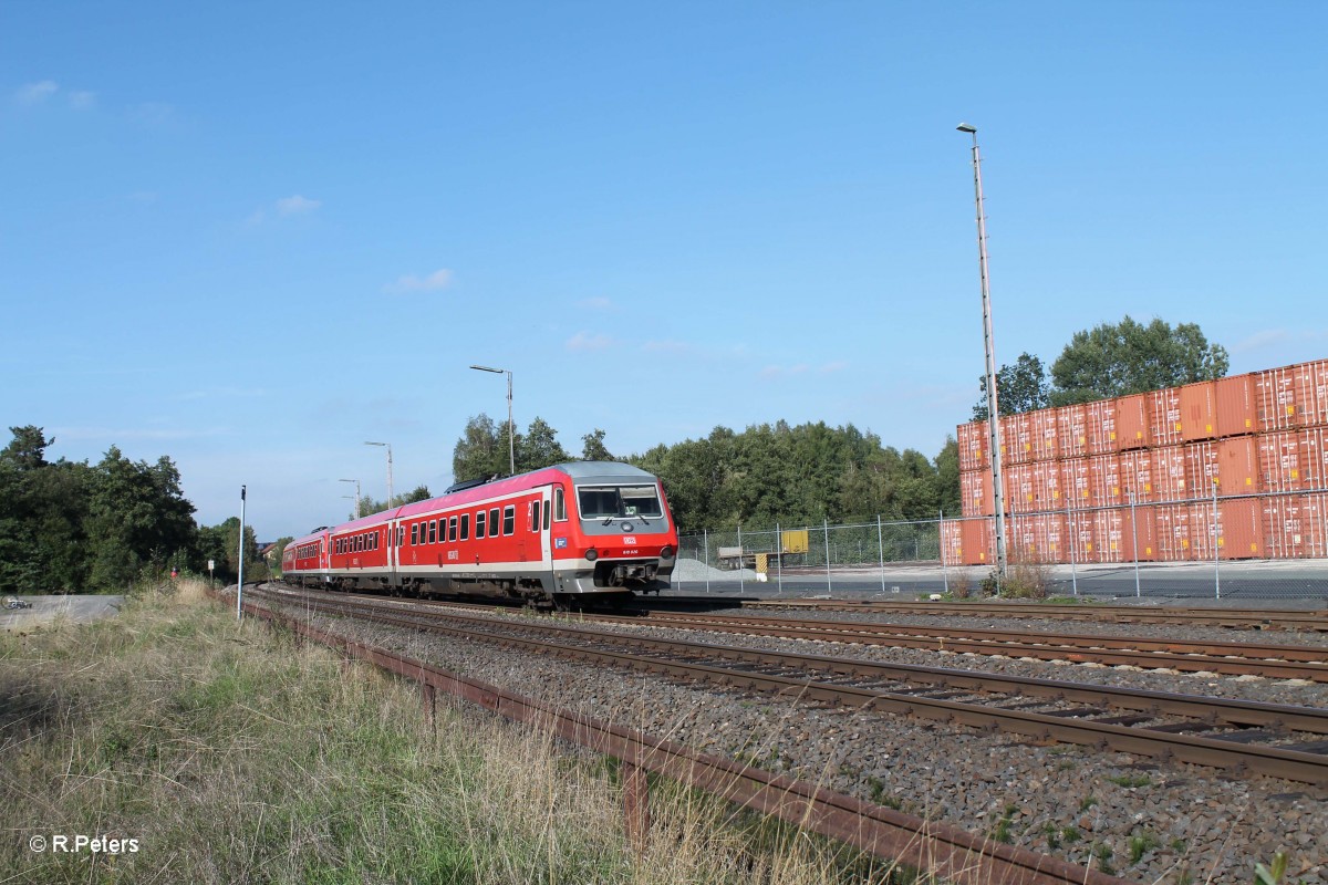 Nachschuss auf 610 020 als RE3696 Regensburg - Hof beim verlassen von Wiesau. 24.09.13