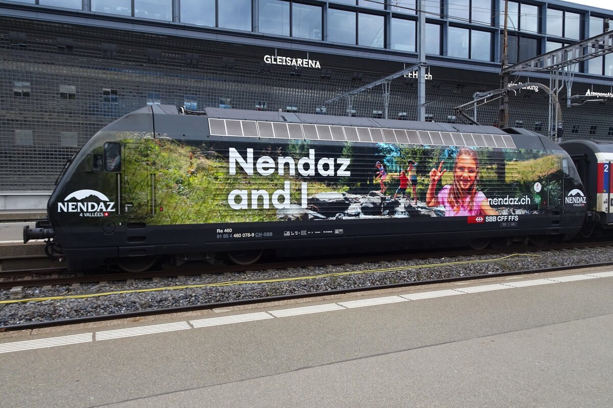  Nendaz and I  ist die neueste Werbung auf 460 078, hier am 19 Mai 2023 in Zürich HB gesehen.
