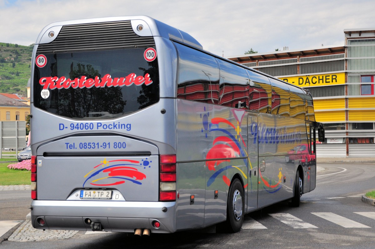 Neoplan Cityliner vom Reisebro Klosterhuber aus Deutschland am 12.Juli 2014 in Krems. 