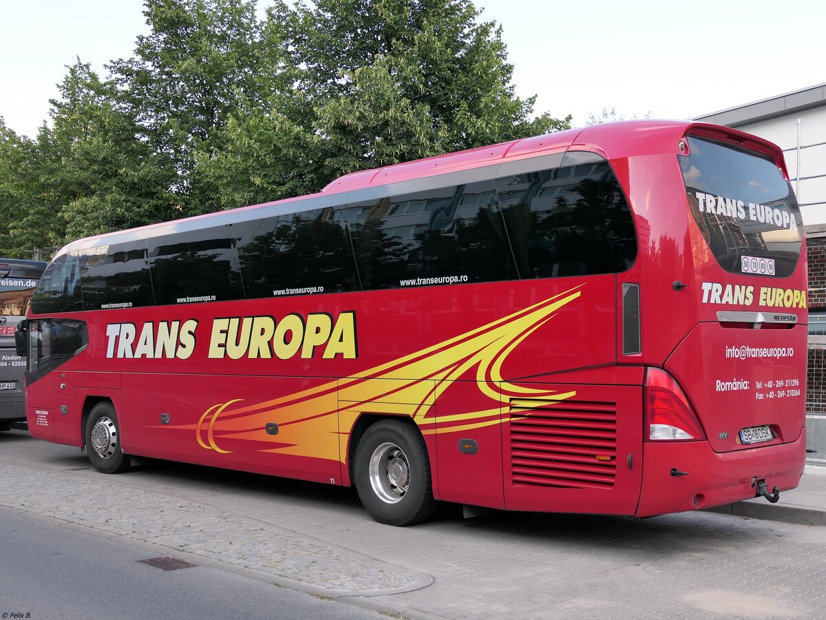 Neoplan Cityliner von Trans Europa aus Rumänien in Neubrandenburg.