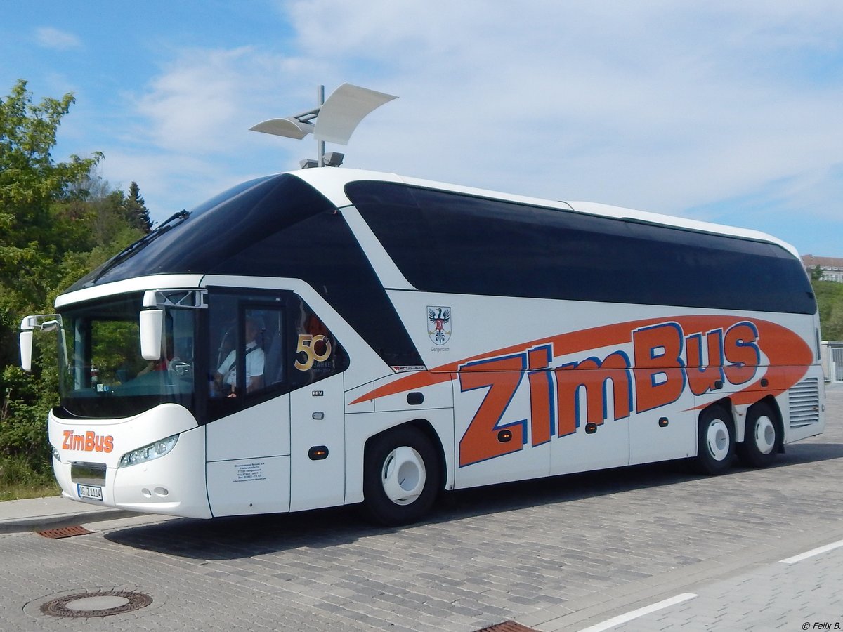 Neoplan Starliner von Zimmermann Reisen aus Deutschland im Stadthafen Sassnitz