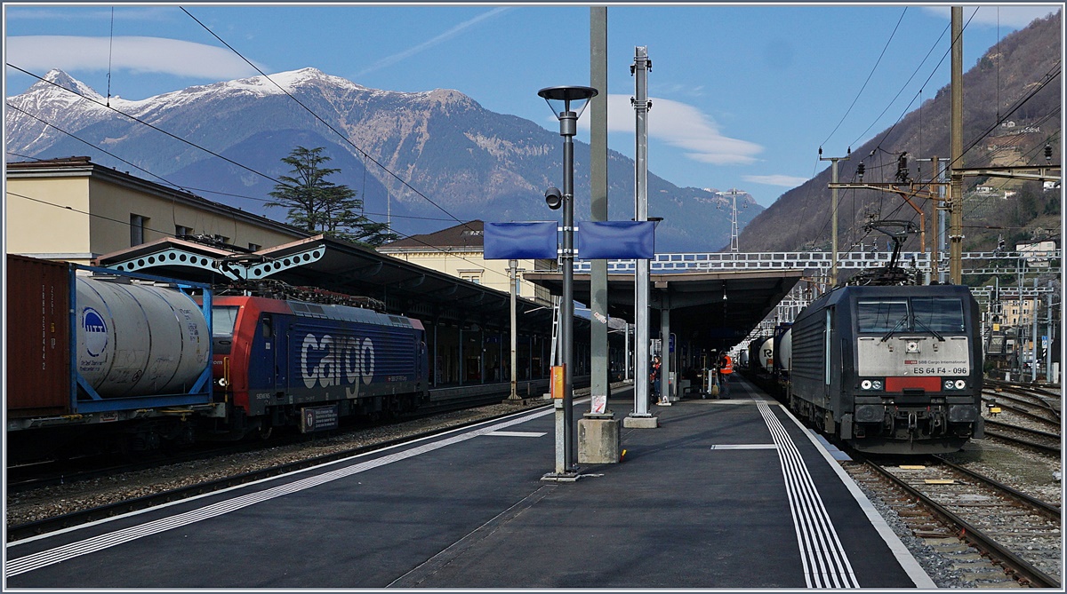 Nicht ganz günstig präsentierten sich die beiden SBB Re 474 mit Güterzügen von und nach Luino in Bellinzona, aber wenn schon einmal zwei Re 474 und erst noch in verschiedenen Lackierungen zu sehen sind, konnte ich es nicht verkneifen abzudrücken.
Gegenüber der Version auf BB.de habe ich dieses Bild etwas enger zugeschnitten, dies kommt den Re 474 zu Gute, dafür musste ich zwei Maste abschneiden.
15. März 2017