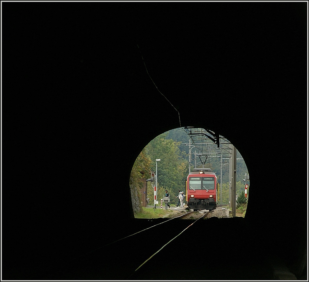 NPZ als Regionalzug S9 17923 beim Halt in Buckten. 2.10.2009 (Hinweis: Das Bild entstand vor dem 263m langen Bucktentunnel mit 200mm Zoom und wurde zugeschnitten.) 2. Okt. 2009
