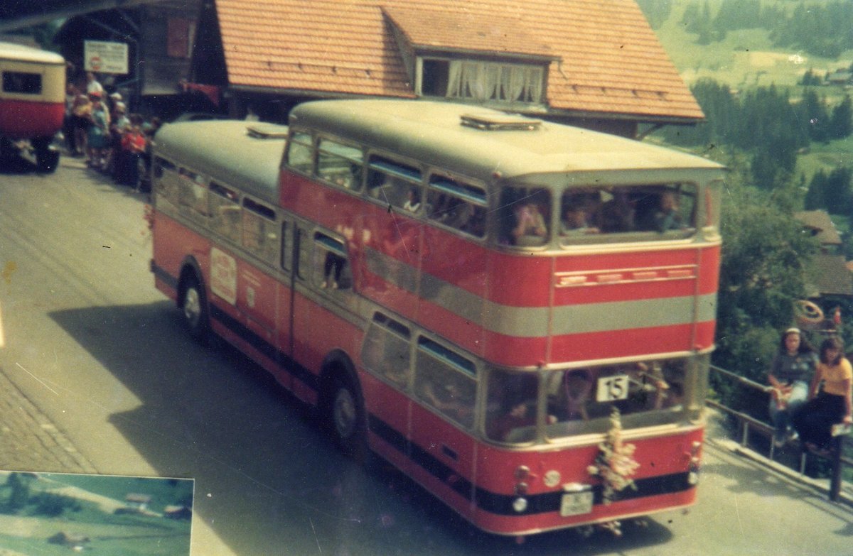 (O 01) - Aus dem Archiv: AFA Adelboden - Nr. 9/BE 19'692 - FBW/Vetter-R&J Anderthalbdecker im Juli 1972 in Adelboden, Mhleport