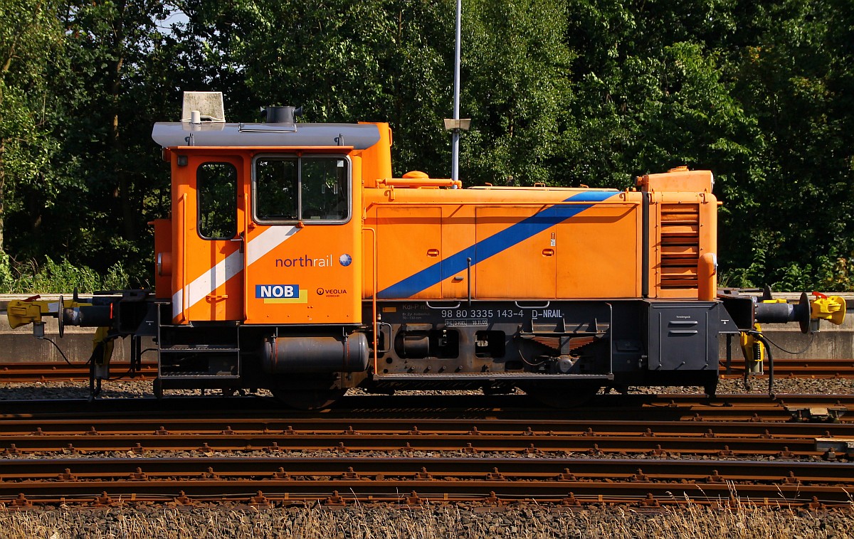 Portrait der northrail/Veolia/NOB 335 143-4 festgehalten im Bhf Husum. 19.07.2014