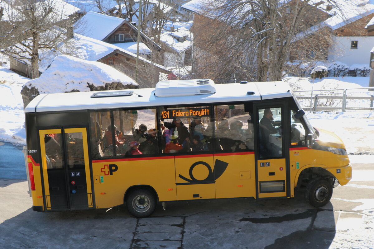 PostAuto Graubnden - GR 159'302/PID 12'097 - Iveco/K-Bus am 14. Januar 2025 in Falera (Aufnahme: Martin Beyer)