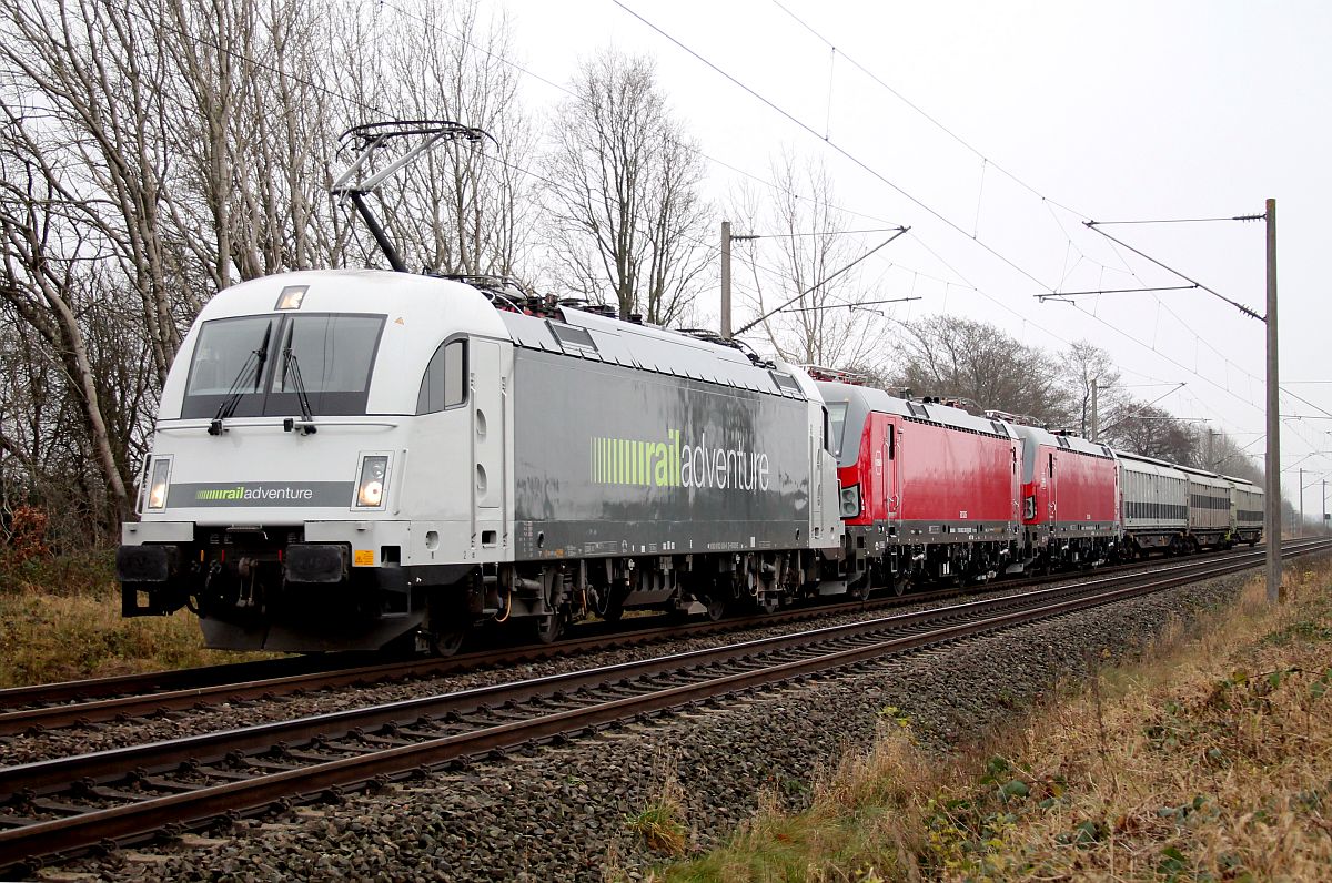 RADVE 183 500 überführt die DSB Vectronen EB 3205 + EB 3204 nach Dänemark, Harrislee Grenze 13.12.2020