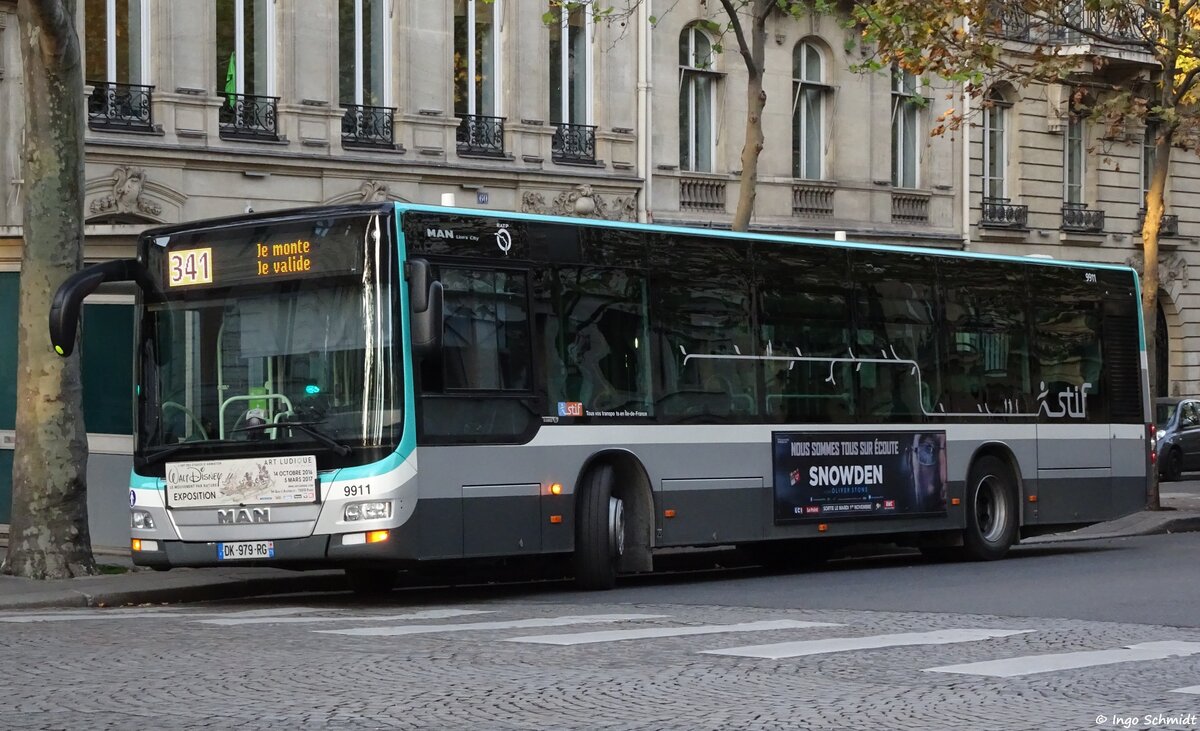 RATP Paris | Nr. 9911 | DK-979-RG | MAN Lion`s City | 31.10.2016 in Paris