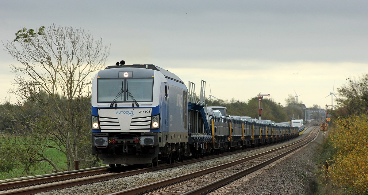 RDC 247 908 mit AZS nach Westerland, Dreieckskoog/Klanxbüll 19.10.19