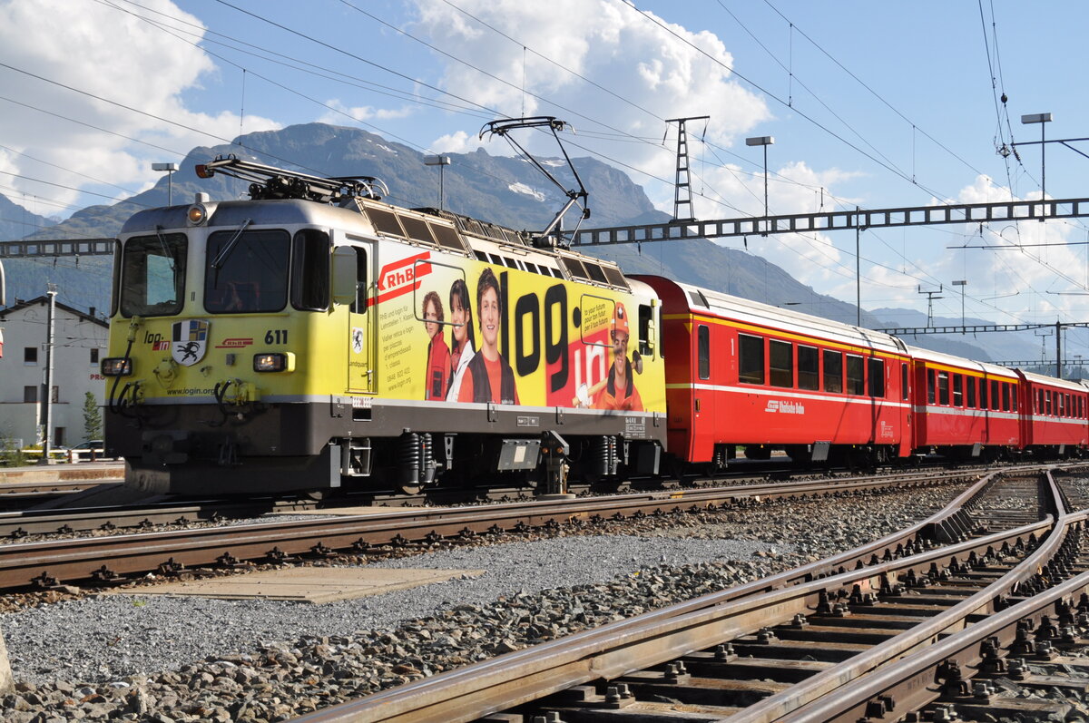 RhB Ge 4/4 II Nr.611 in Samedan am 19.08.2009.