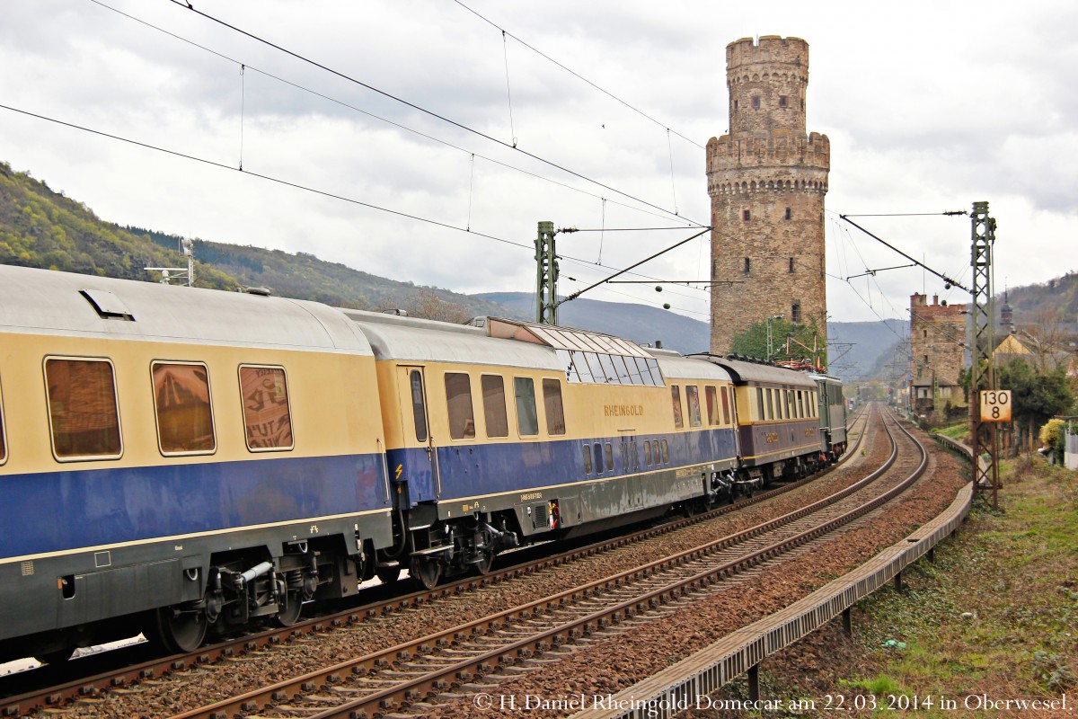 Rheingold Domecar am 22.03.2014 in Oberwesel.