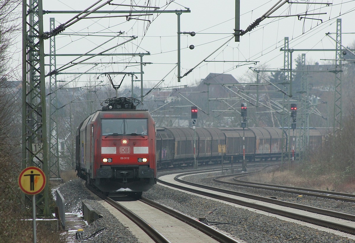 RSC EG 3112 mit Misch Gz auf dem Weg nach Dänemark. Schleswig 09.02.2017