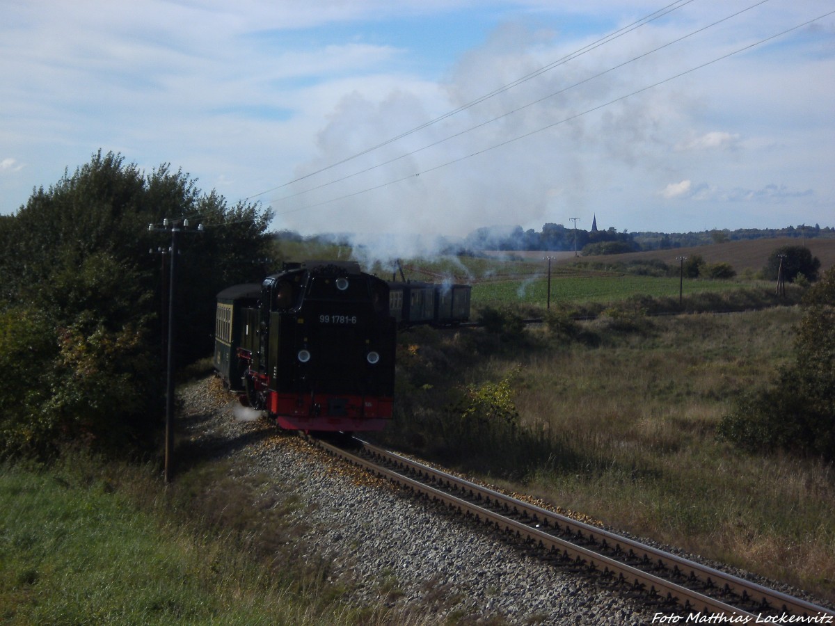 RBB 99 1781 unterwegs nach Ostseebad Ghren / Hier kurz vor dem Hp. Seelvitz am 30.9.13