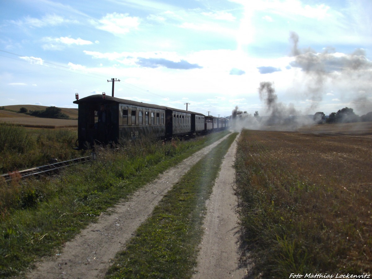 RBB 99 4011 mit dem P108 kurz hinter dem Hp. Seelvitz in Richtung Lauterbach Mole unterwegs am 15.8.13