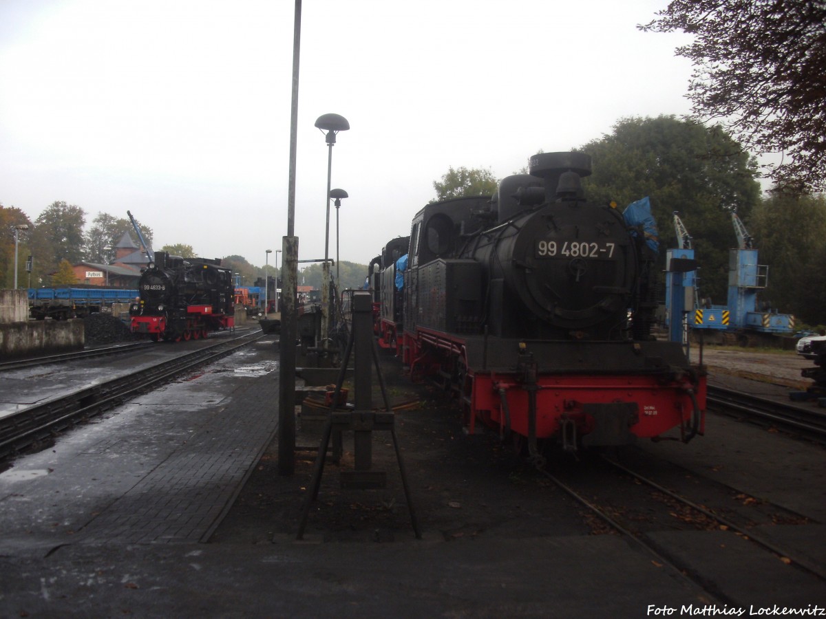 RBB 99 4633 (Mh 53) und 99 4802 im kleinbahn BW Putbus am 11.10.14