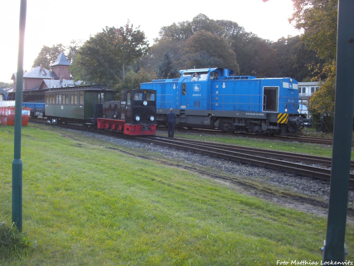 RBB Kf 6003 und PRESS 293 021 im Bahnhof Putbus am 12.10.14