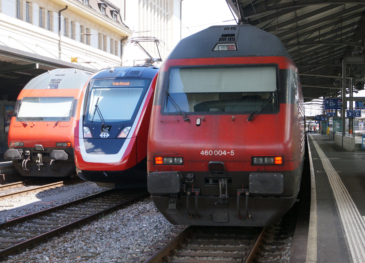 SBB: RABe 502 TWINDEXX auf Probefahrt in Lausanne am 20. Mai 2017.
Foto: Walter Ruetsch 