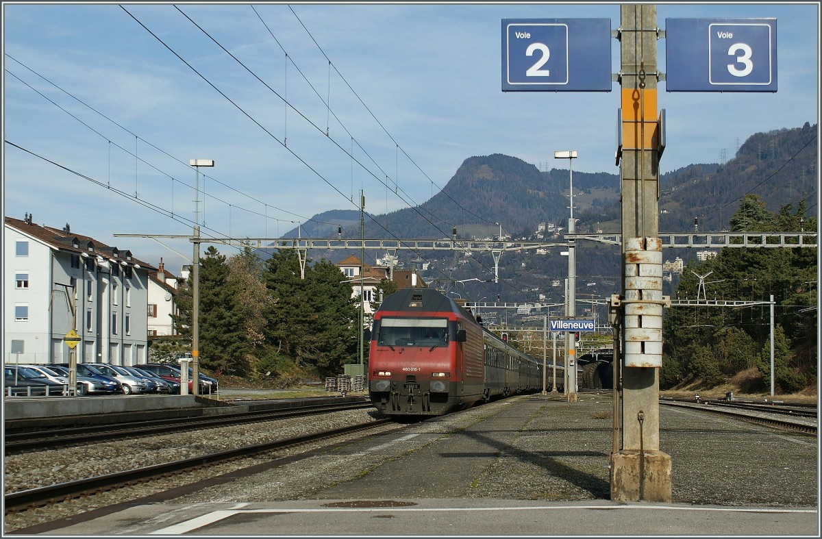 SBB Re 460 0151 erreicht Villeneuve.
14. Jan. 2011