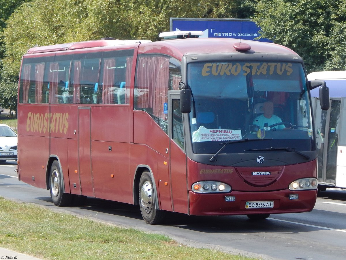 Scania Irizar von Eurostatus aus der Ukraine in Stettin.