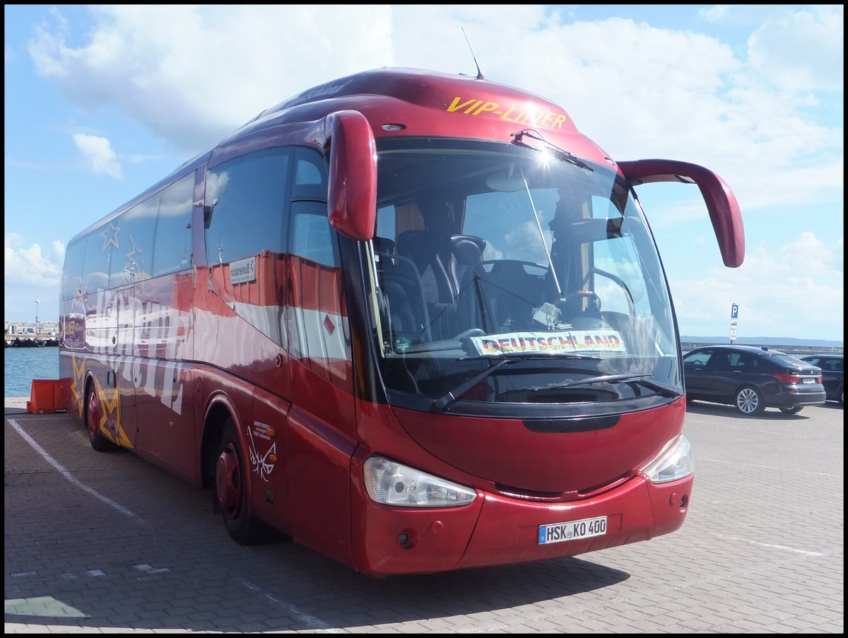 Scania Irizar von Korte aus Deutschland im Stadthafen Sassnitz.