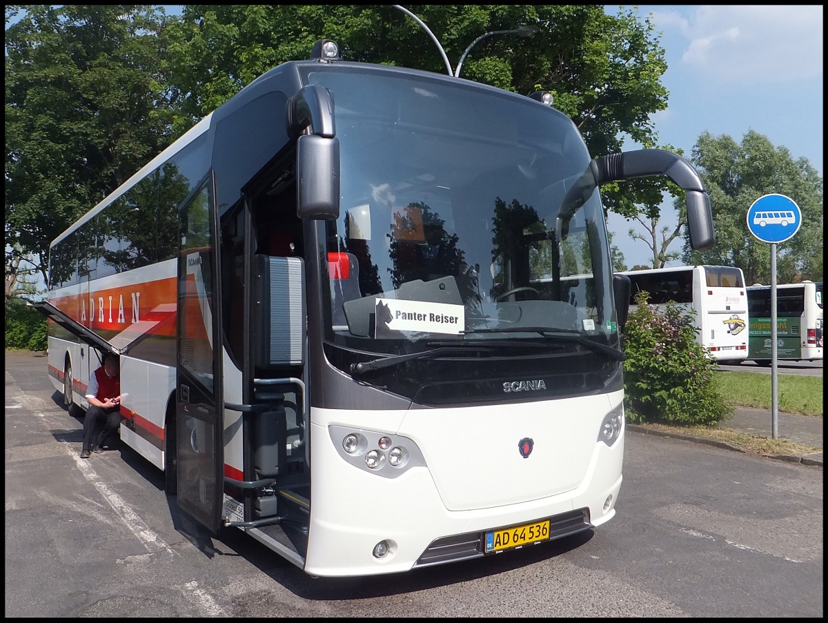 Scania OmniExpress von Panter Rejser aus Dnemark in Stralsund.