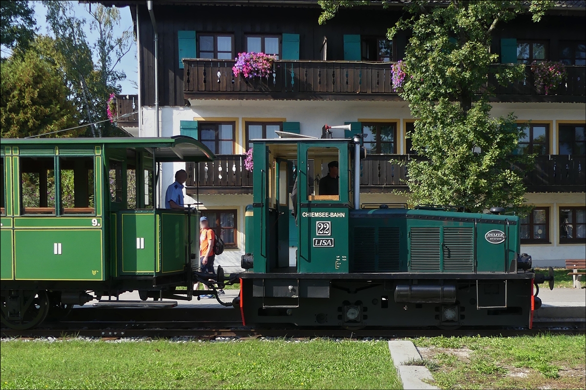 Seitenansicht der Lok 57499 (Lisa) der Chiemseebahn in Prien am Chiemsee. 16.09.2018 (Jeanny) 