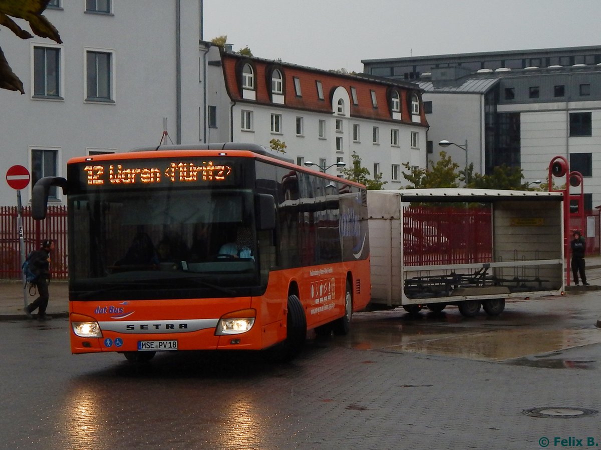 Setra 415 NF mit Hänger der PVM Waren in Neubrandenburg.