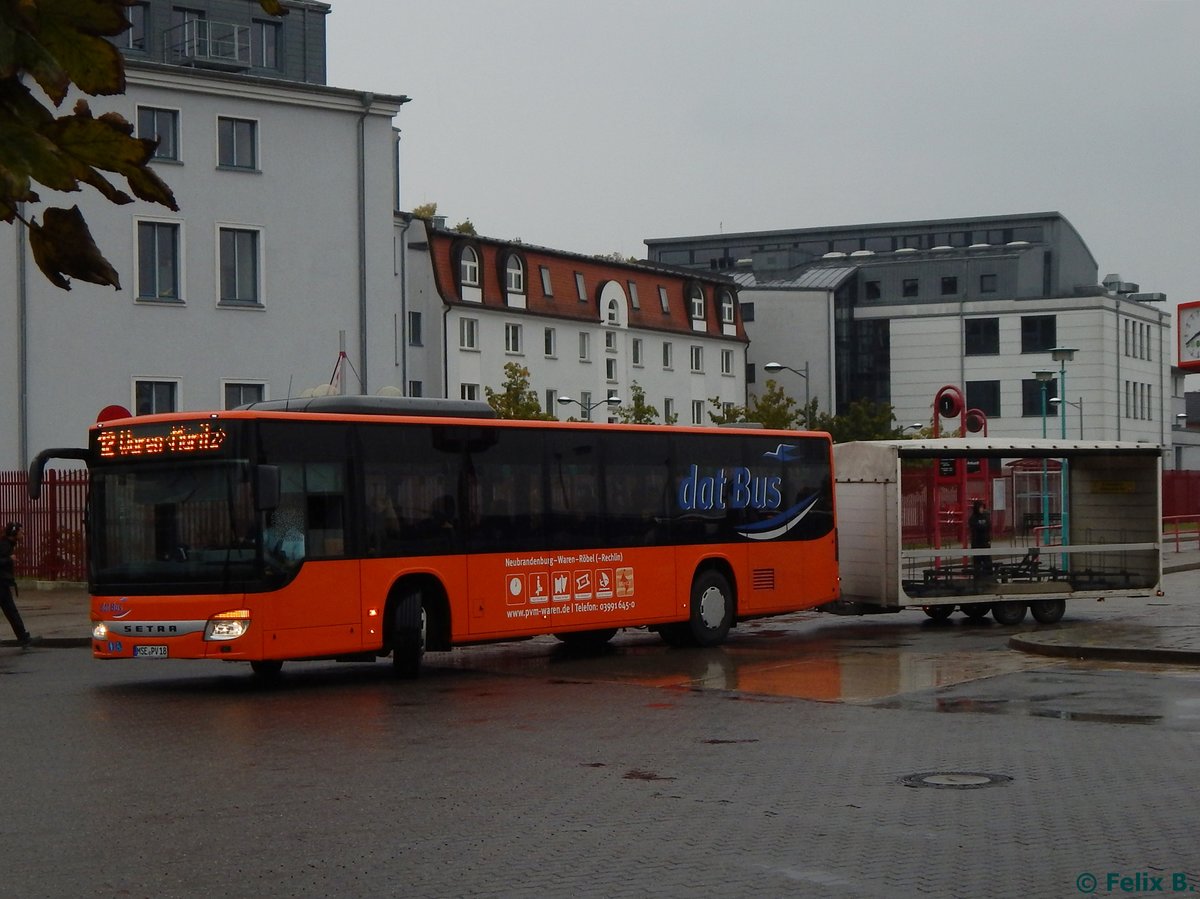 Setra 415 NF mit Hänger der PVM Waren in Neubrandenburg.