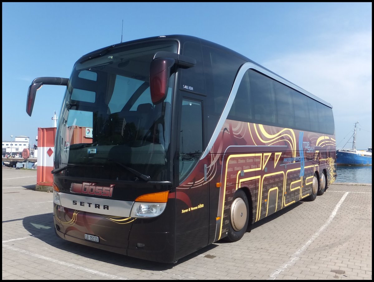 Setra 416 HDH von Gössi aus der Schweiz im Stadthafen Sassnitz.