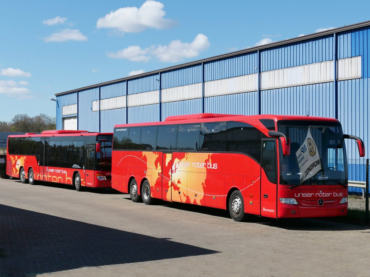 Setra 418 LE Business und Mercedes Tourismo von URB aus Deutschland in Ueckermünde.