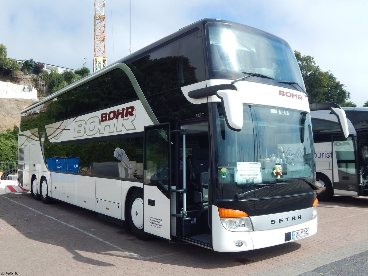 Setra 431 DT von Bohr aus Deutschland im Stadthafen Sassnitz.