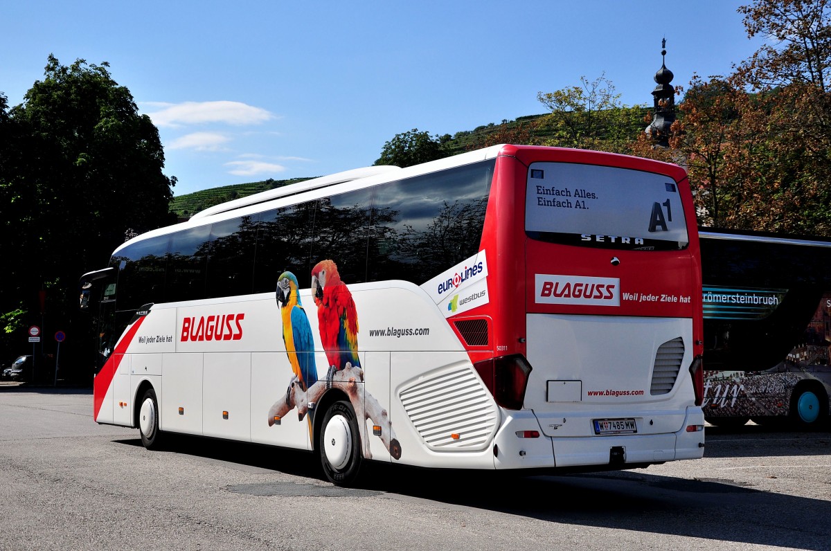 Setra 515 HD von Blaguss/Wien am 24.August 2014 in Krems gesehen.