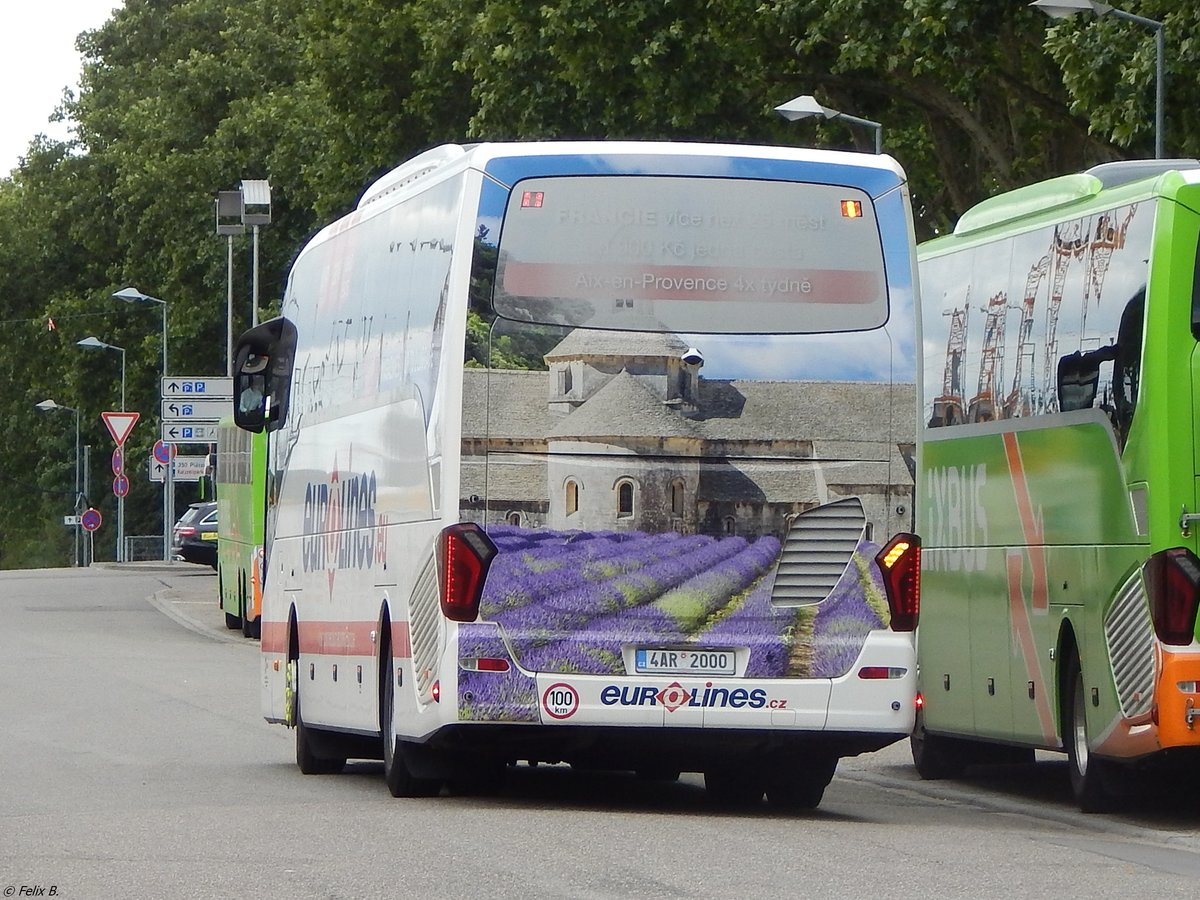 Setra 515 HD von Eurolines/H+S Bussi aus Tschechien in Karlsruhe.