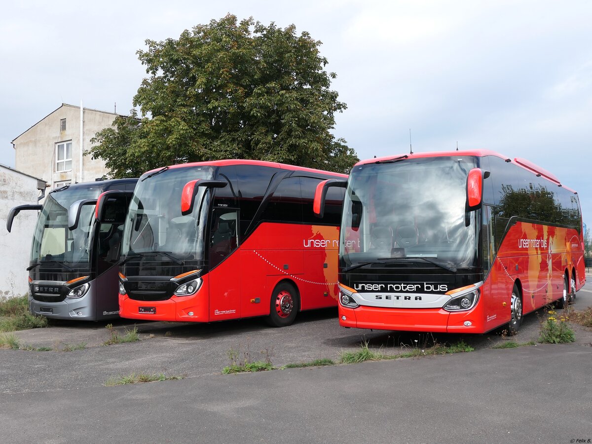 Setra 516 HDH und Setra 516 HD von URB aus Deutschland in Ueckermünde.