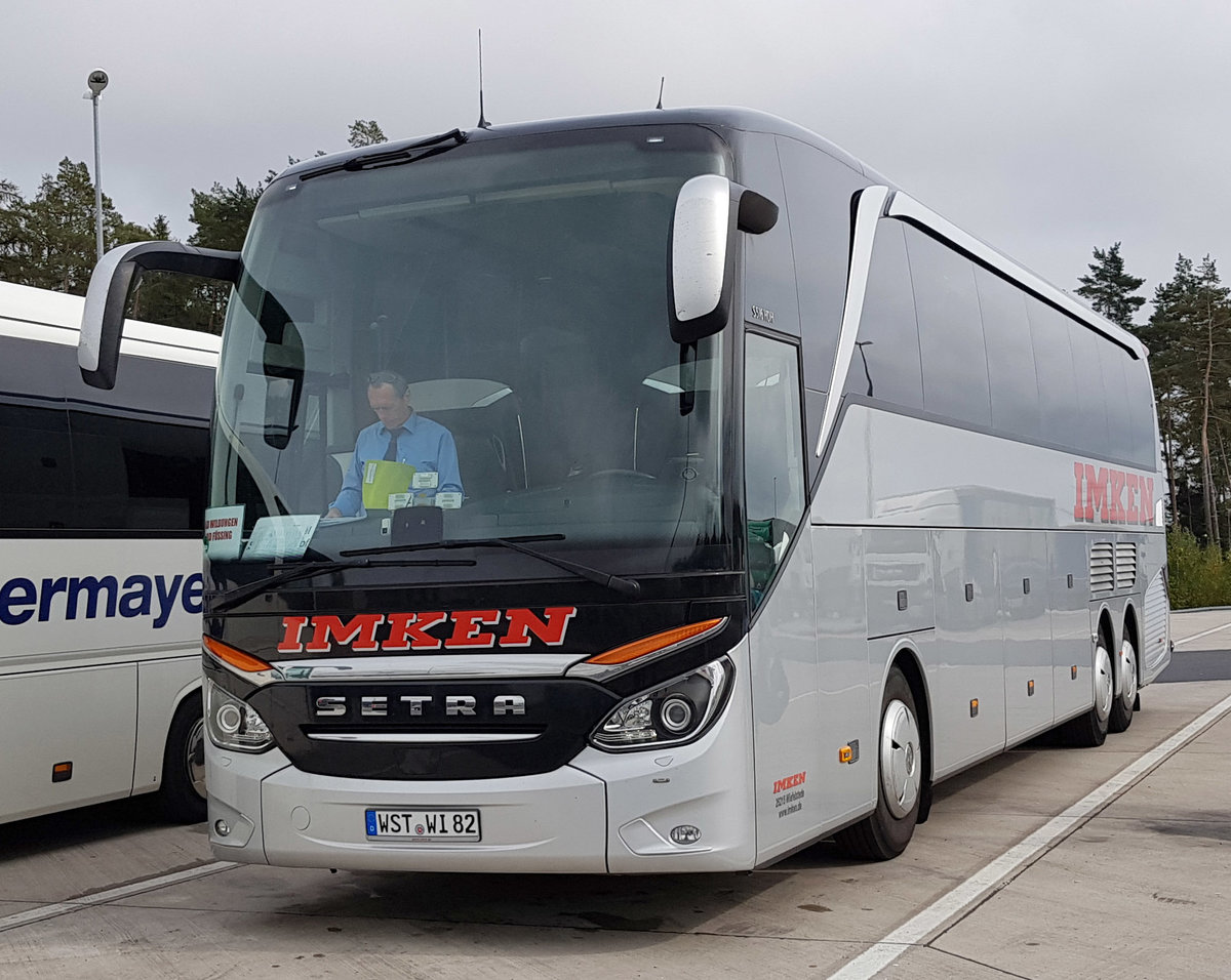 Setra S 516 vom Busunternehmen IMKEN rastet im September 2019 an der A 7