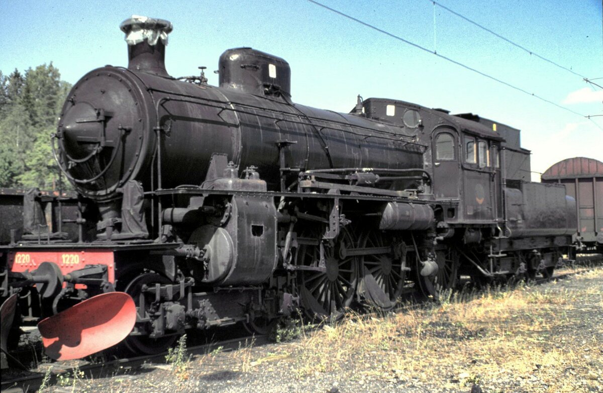 SJ Dampflok Typ B Nr.1220 im TGOJ Eisenbahnmuseum Grängesberg am 02.08.1994. Die Lok stammt aus der sogenannten Kriegsreserve.