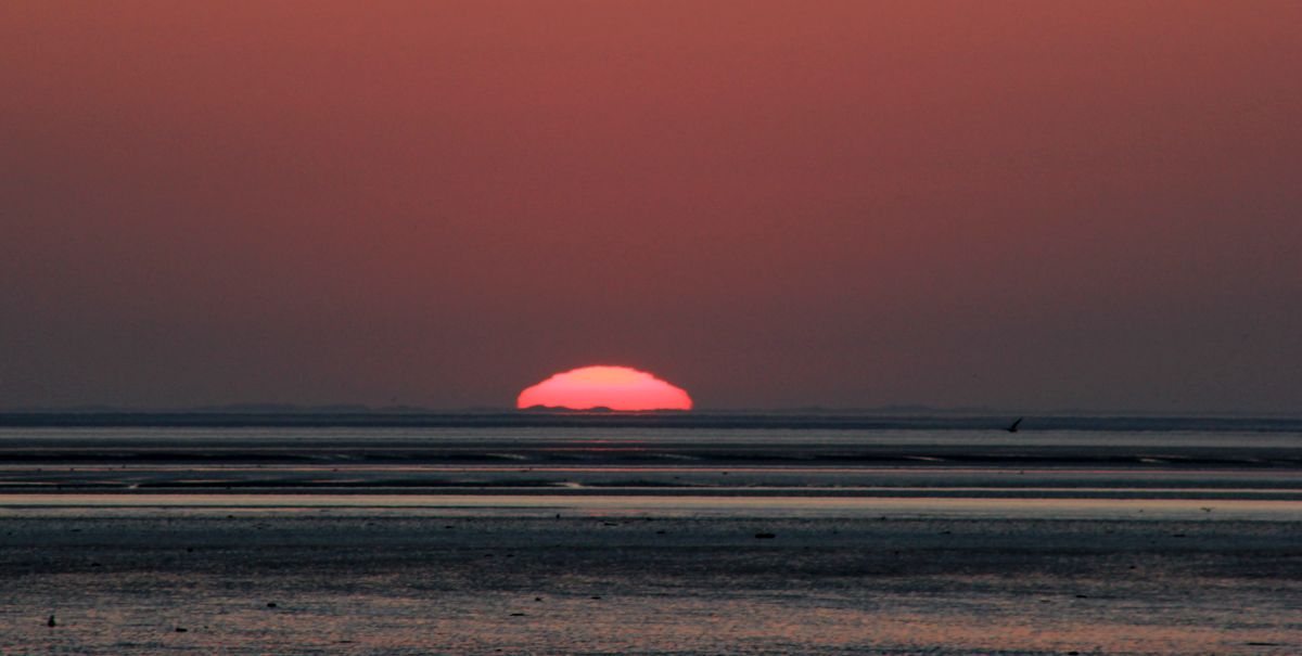 Sonnenuntergang Dagebüll Mole mit Blick auf Föhr 19.04.2019