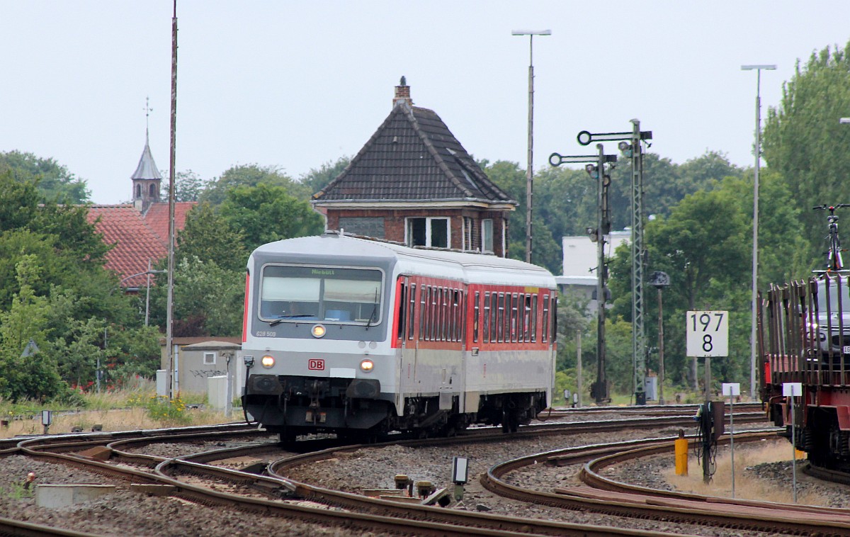 SSP 628/928 509  Westerland  auf Rangierfahrt zum Abstellplatz an der Autoverladung Niebüll 25.07.2020